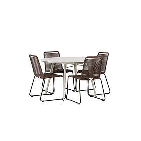Venture Home Matgrupp Lina Bord med 4 Lindos Stolar Table Beige Round 120 cm +Lindos Diningchair GR23426