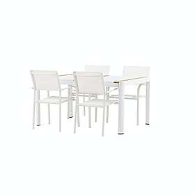 Venture Home Matgrupp Togo med 4 Santorini stolar Dining Table- White Teak Allu 150*100 +S GR22744