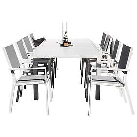 Venture Home Matgrupp Madrid med 8 Copacabana Matstolar Marbella bord 160/240*100*H75-Vit+Copacabana stolVit Alu/Grå GR163