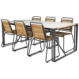 Venture Home Matgrupp Tilly 200 med 6 Berfin Matstolar Texas bord200*100-svartalu/TeakSpray sten+Boisstol-svartalu6 GR18396