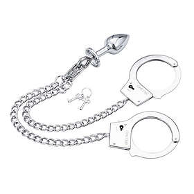 OhMama Hand Cuffs With Chain & Anal Plug