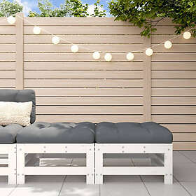 vidaXL Fotpallar med dynor för trädgården 2 st vit massiv furu 825696