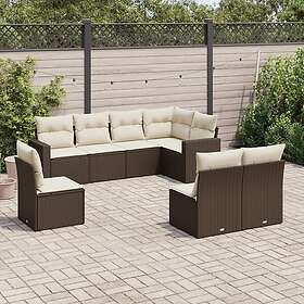vidaXL Loungegrupp för trädgården med dynor 8 delar brun konstrotting 3251410