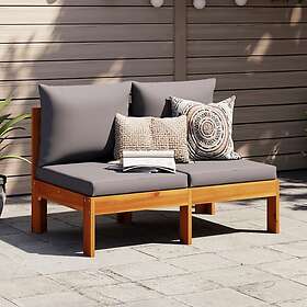 vidaXL Trädgårdssoffa utan armstöd med dynor 2-sits massivt akaciaträ 367631