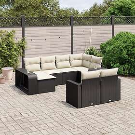 vidaXL Loungegrupp 10 delar med svarta dynor konstrotting 3261286