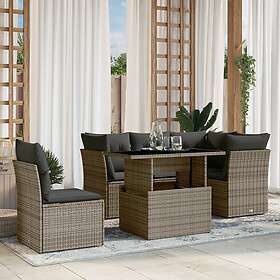 vidaXL Loungegrupp för trädgården med dynor 6 delar grå konstrotting 3266590