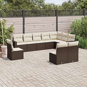vidaXL Loungegrupp 10 delar med brun dynor konstrotting 3251450