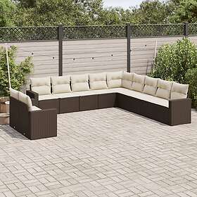 vidaXL Loungegrupp för trädgården 11 delar brun konstrotting 3251530