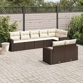 vidaXL Loungegrupp för trädgården med dynor 8 delar brun konstrotting 3251560