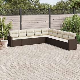 vidaXL Loungegrupp för trädgården med dynor 9 delar konstrotting brun 3251430