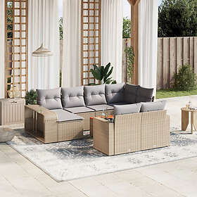 vidaXL Loungegrupp för trädgården m. dynor 11 delar beige konstrotting 3261309