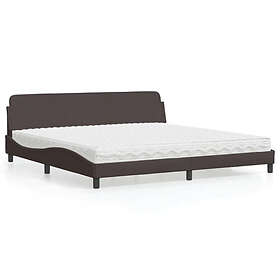 vidaXL Säng med madrass mörkbrun 200x200 cm tyg