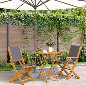 vidaXL Caféset 3 delar antracit tyg och massivt trä 3281857