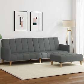 vidaXL Bäddsoffa 2-sits med fotpall mörkgrå tyg 3258089