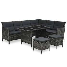 vidaXL Loungegrupp med dynor 4 delar konstrotting grå 48146