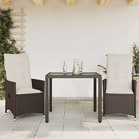 vidaXL Bistrogrupp med dynor 3 delar brun konstrotting 3276767