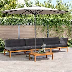 vidaXL Pallsoffgrupp för trädgården med dynor 4 delar massiv akacia 3209451