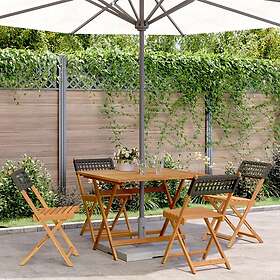 vidaXL Matgrupp för trädgården 5 delar svart konstrotting/massivt trä 3281778