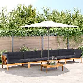 vidaXL Pallsoffgrupp för trädgården m. dynor 5 delar massivt akaciaträ 3209505