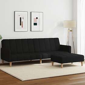 vidaXL Bäddsoffa 2-sits med fotpall svart tyg 3258090