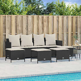 vidaXL Loungegrupp för trädgården med dynor 5 delar svart konstrotting 3261557