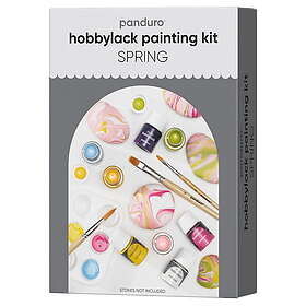 Panduro hobbylack painting kit spring – 8 färger, 10 penslar och en palett