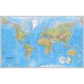 Världen väggkarta LAMINERAD i papptub,1:30m, Kartförlaget