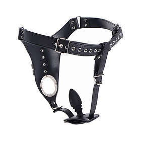 Strict Male Chastity Harness with Silicone Anal Plug