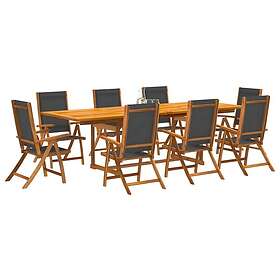 vidaXL Matgrupp för trädgården 9 delar massivt akaciaträ och textilen 3279265