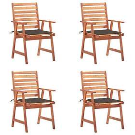vidaXL Trädgårdsstolar 4 st med dynor massivt akaciaträ 3078328