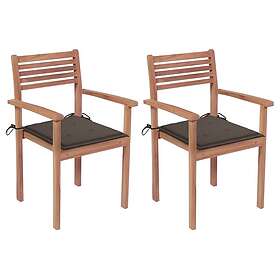 vidaXL Trädgårdsstolar 2 st med taupe dynor massiv teak 3062270