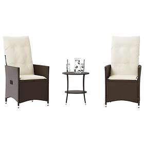 vidaXL Bistrogrupp med dynor 3 delar brun konstrotting 365653
