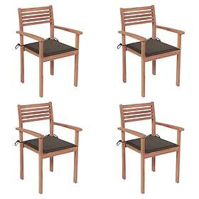 vidaXL Trädgårdsstolar med taupe dynor 4 st massiv teak 3062297