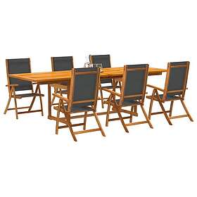 vidaXL Matgrupp för trädgården 7 delar massivt akaciaträ och textilen 3279264