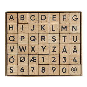 Panduro Hobby Bokstavsstämplar alfabetsstämplar av trä, 42 st. A–Z, Ä Æ Ö Ø samt 0–9