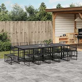 vidaXL Matgrupp för trädgården 15 delar svart konstrotting 3295046