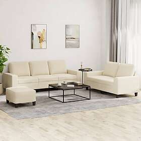 vidaXL Soffgrupp 3 delar gräddvit tyg 3201908