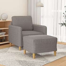 vidaXL Fåtölj med fotpall Taupe 60 cm tyg 3201191