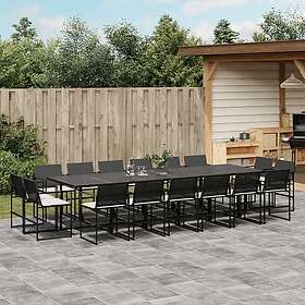 vidaXL Matgrupp för trädgården med dynor 17 delar konstrotting svart 3295067
