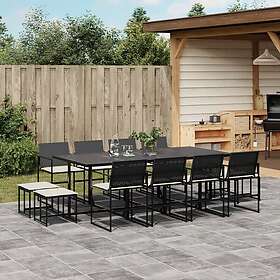 vidaXL Matgrupp för trädgården med dynor 13 delar svart konstrotting 3295070