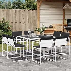 vidaXL Matgrupp för trädgården med dynor 9 delar vit textilene 3295108