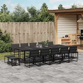 vidaXL Matgrupp för trädgården med dynor 15 delar svart textilene 3295086
