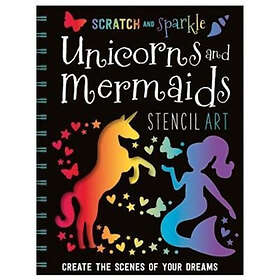 Scratch and Sparkle Unicorns and Mermaids Stencil Art (bok, spiral)