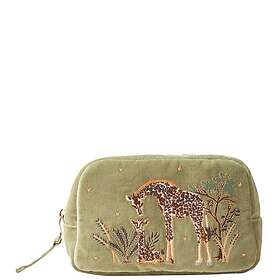 Elizabeth Scarlett Giraffe Mother & Baby Olive Velvet Cosmetics Bag