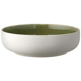 Studio Round North Pastatallrik 19 cm, Matte White/Shiny Moss
