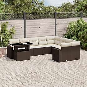 vidaXL Loungegrupp 10 delar med brun dynor konstrotting 3267513