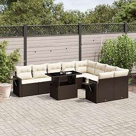 vidaXL Loungegrupp 10 delar med brun dynor konstrotting 3268133