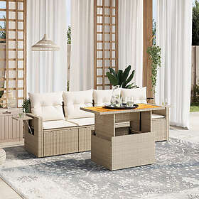 vidaXL Soffgrupp för trädgården med dynor 5 delar beige konstrotting 3271632