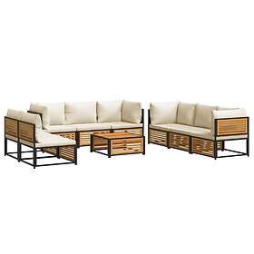 vidaXL Loungegrupp för trädgården med dynor 9 delar massivt akaciaträ 3214921