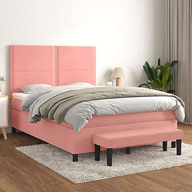 vidaXL Ramsäng med madrass rosa 140x190 cm sammet